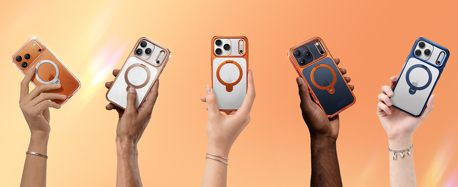 Cosmic Orange Designed for iPhone 17 Pro Case with 360 Spin Magnetic Stand