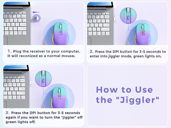 pink wireless mouse with jiggler