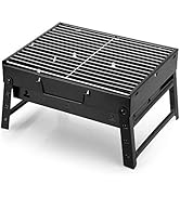 Folding Portable Barbecue Charcoal Grill, Barbecue Desk Tabletop Outdoor Stainless Steel Smoker B...