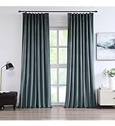 Vision Home Blue Velvet Pinch Pleated Blackout Curtains 95% Room Darkening Window Curtains 95 inc...