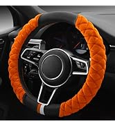 Cxtiy Universal Car Steering Wheel Cover Fluffy Winter Plush Steering Wheel Cover (A-Orange)