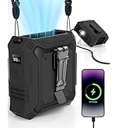 Portable Waist Fan, Portable Fan with 5-Speed Settings, Dual-Sided Clip on Wearable Belt Personal...