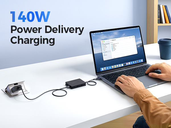 Powered USB C Hub with 140W host charging