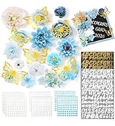 JarThenaAMCS Graduation Cap Decorations Kits Faux Assorted Flowers 3D Butterfly Stickers Rhinesto...