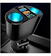 Multi Ports Cigarette Lighter USB Charger,Dual Cigarette Lighter Splitter&amp;QC3.0/PD Super Fast Cha...
