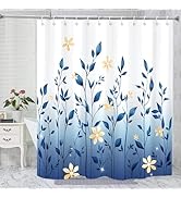 GKLEASG Eucalyptus Shower Curtain, Ombre Floral Leaves Plant Washable Fabric Bath Decor with 12 H...
