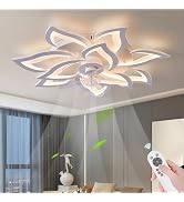 Bevenus Ceiling Fans with Lights,32" Flower Flush Mount Ceiling Fan with Remote/App Control,Dimma...