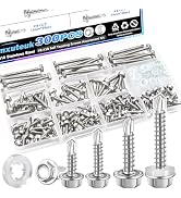 mxuteuk 300PCS #8#10 Self Tapping Screws for Metal,410 Stainless Steel Self Drilling Screws,Hex W...