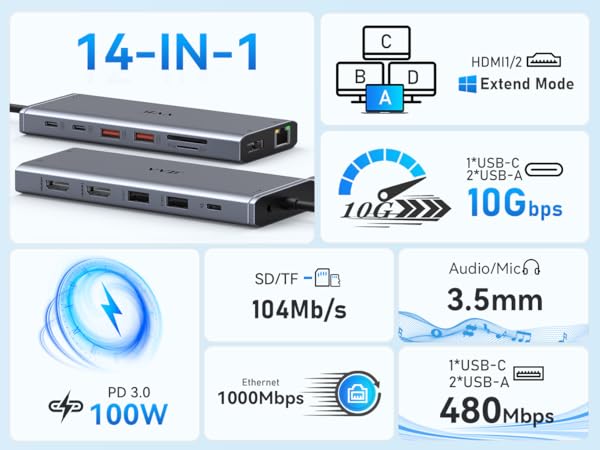 docking station usb c laptop docking station dual multi monitor adapter dongle usb c hub dual HDMI