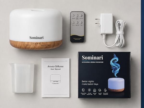 Sominari essential oil diffuser 500ml technical specifications whats in the box