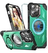 WATEFULL Compatible with iPhone 15 Pro MagSafe Case Invisible Foldable Magnetic Stand Ring, [Mili...