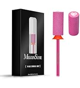 MelodySusie Large Barrel 3/32'' Tungsten Carbide Nail Drill Bit, Crystal Top Pink Heart Shape, Fa...