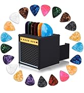 Dexspoeny 22Pcs Guitar Picks Holder Box, Vintage Amp Guitar Pick Holder with 21 Celluloid Guitar ...