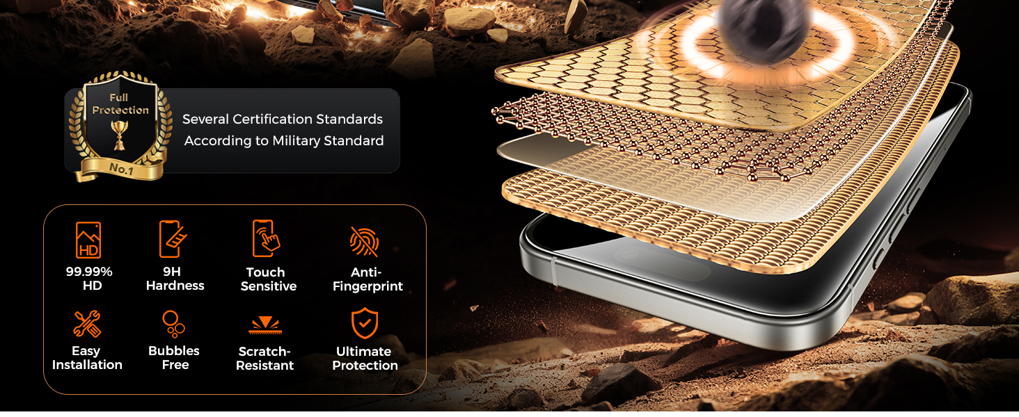 UNBREAKcable iPhone 15 Pro Max Screen Protector Tempered Glass