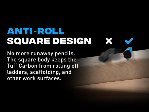 Anti-roll square design ensures the pencil doesn't roll off work surfaces.
