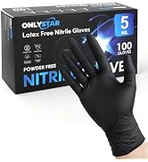 ONLYSTAR Food Grade Nitrile Gloves for Cooking Food Prep, 5 Mil 100Pcs Black Gloves Disposable, L...