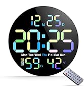 Large Digital Wall Clock, Digital Clock Large Display with Seconds Precision Display Auto Brightn...