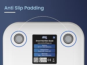 Back Side of Smart Digital Bathroom Scale With 4 Anti Slip Padding 