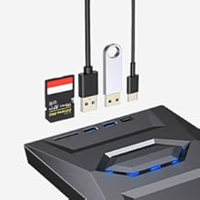ROOFULL external cd dvd drive with extra USB 3.0 type-c ports hub and sd card slot