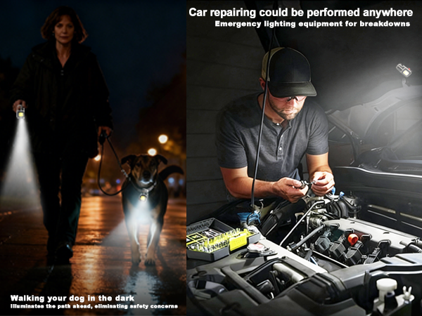 Emergency lighting equipment for breakdowns,Car repairing,Walking your dog in the dark