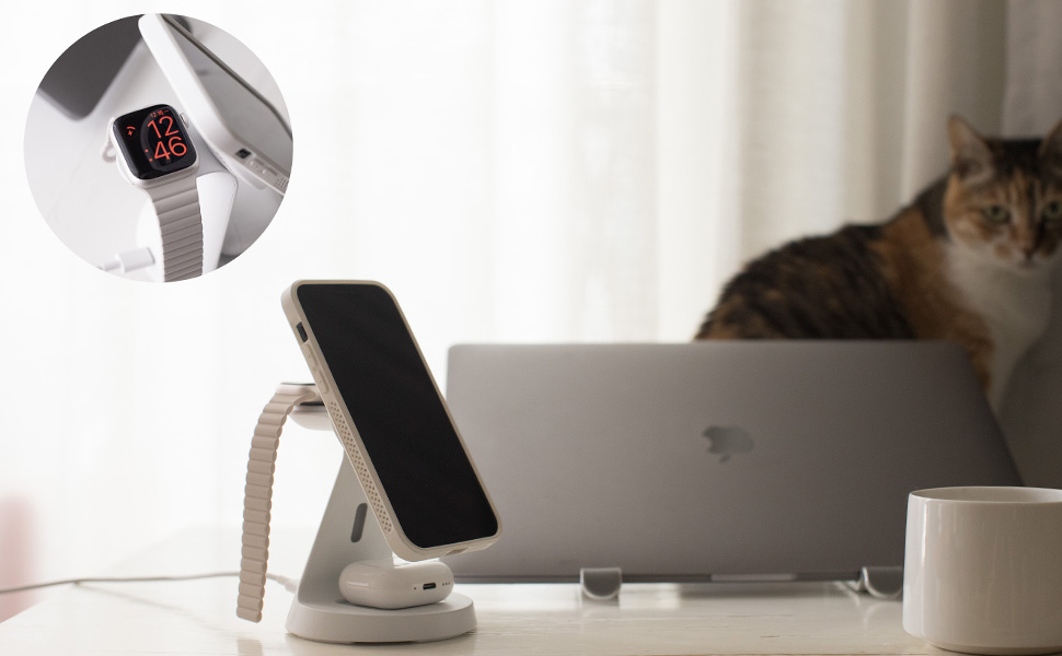 3-in-1 charging to keep your desktop and living space neat and tidy