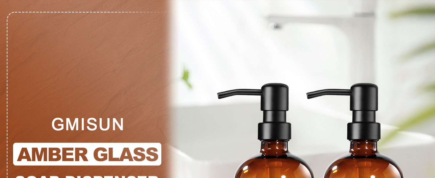 amber glass soap dispenser