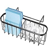 SWTYMIKI Sponge Holder for Kitchen Sink with Partition, Movable Kitchen Sink Caddy with Compact S...