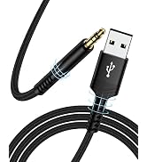 USB to 3.5mm Audio Cable 3FT, Braided USB-A to Aux Male to Male TRS Stereo Adapter Cord, USB 2.0 ...