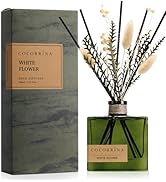COCORRÍNA Reed Diffuser, 6.76 oz White Flower Scent Reed Diffuser with 8 Sticks &amp; Dried Flowers, ...