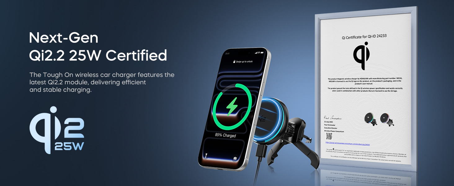 25W Car Wireless Charger, Magnetic Car Phone Holder