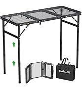 GARLLEN Folding Grill Table Max Capacity 66lbs, 3 Adjustable Height Portable Folding Camping Tabl...