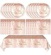 41Pcs Rose Gold Retirement Party Decorations Women Happy Retired Party Decorations Disposable Tab...
