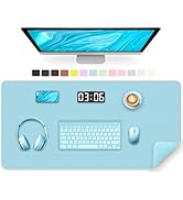 Large Desk Mat 35.4" x 17", PU Leather Desk Pad Protector, Non-Slip Large Mouse Pad for Desk, Wat...