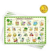 Disposable Placemats for Baby, Animal Alphabet Kids Placemats, Sticky Toddler Placemat for Restau...
