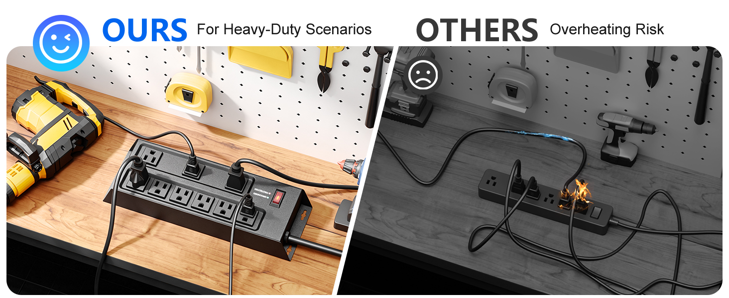 High-quality heavy-duty power strip effectively prevent overheating situations