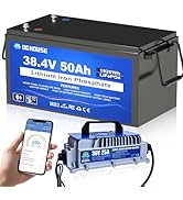 DC HOSUE 36V 50AH Lithium Golf Carts Battery,Lifepo4 Battery with 36V 25A Charger, Built-in 2C 10...