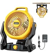 LIVOWALNY Battery Powered Fan Compatible with Dewalt 20V Battery (Tool Only) 3500RPM with AC Adap...