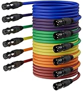 AuxLink XLR Cables 15ft 6 Pack, Microphone Cable Male to Female, XLR Speaker Cable 6 Color Gold-P...