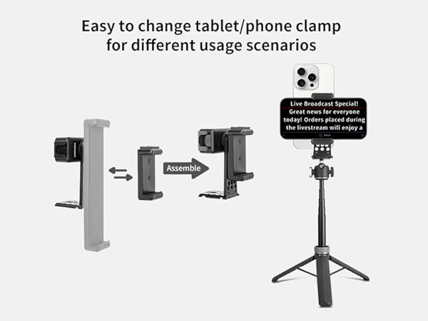 Easy to change tablet or smartphone clamp