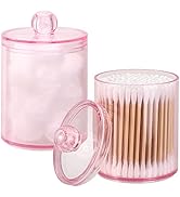 Tbestmax 2 Pack Qtip Holder Bathroom Jars Canisters for Cotton Ball Swab Pad Storage Dispenzer, P...