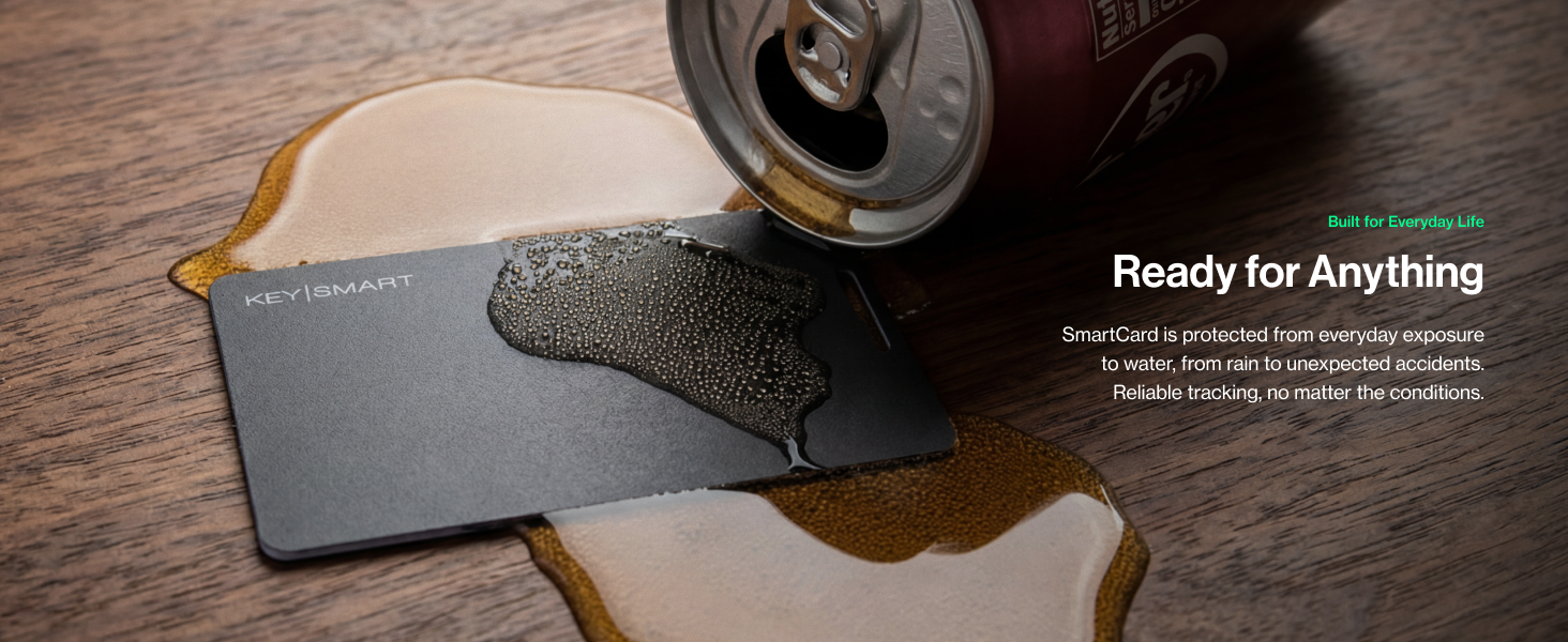 Text reads 'Ready for Anything'. Leather wallet with stitched detail displayed near camera and vintage automotive elements on textured surface.