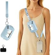 Majvsecb Phone Lanyard Crossbody with Wallet,Detachable Phone Strap Wristlet with ID Window and Z...