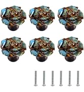 UTALIND 6 Pcs Rose Flower Decorative Cabinet Knobs, Ceramic Unique Knobs Drawer Pulls for Wardrob...