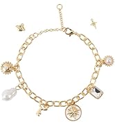 Gold Charm Bracelets for Women Non Tarnish, Gold Stainless Steel Small Charm Chain Link Bracelet ...