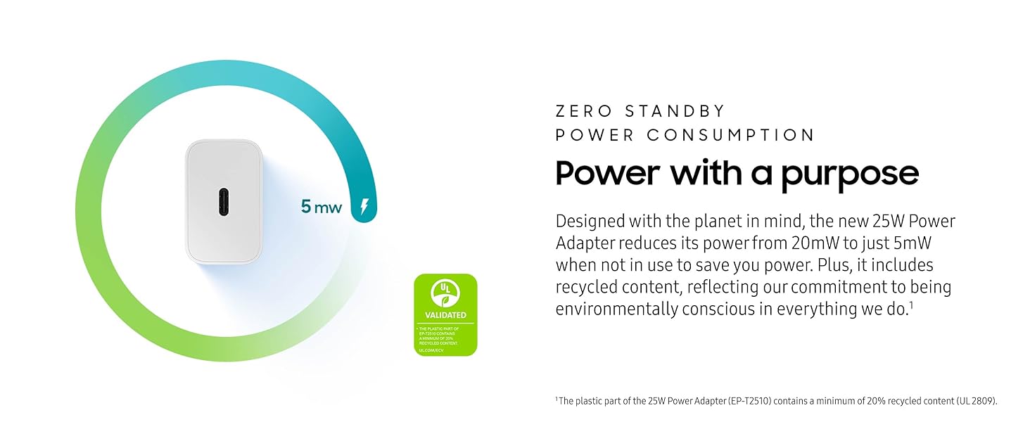 Samsung 25W Power Adapter with USB C Cable Black