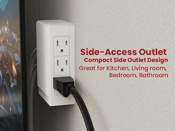 side outlet plug sideways outlet adapter 3 prong grounded 6 outlet wall plug