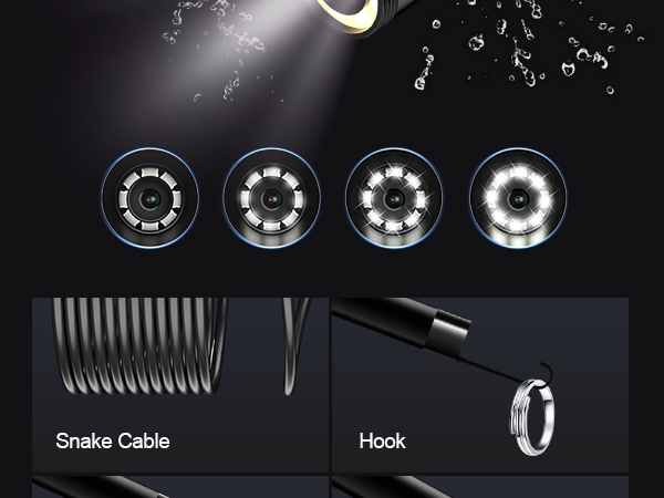 EASTBEAR Endoscope Camera with Light, 1920P HD Borescope with 8 Adjustable LEDs 10