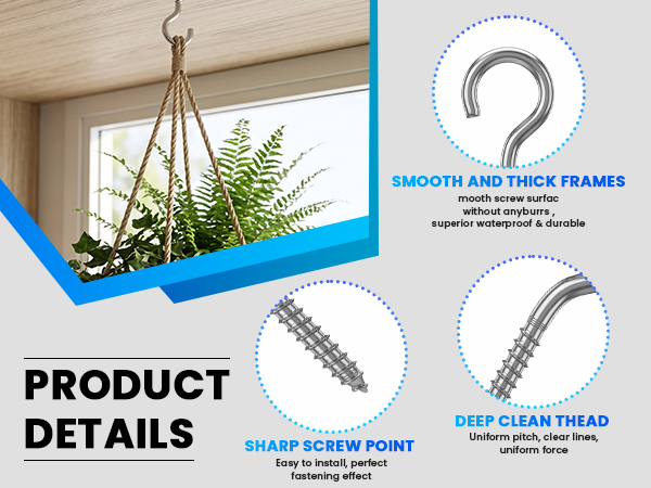 304 Stainless Steel Screw-in Hooks