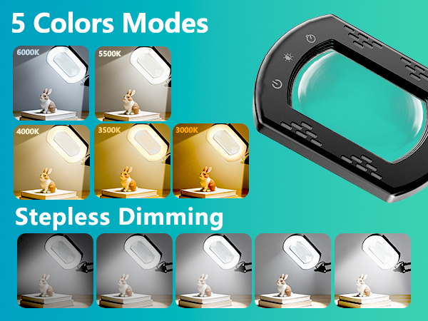 Desk magnifying lamp magnifying glass with light for crafts with Square stand clamp