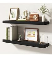 FLYJOE 30 Inch Floating Shelves | 6.5 Inch Deep Black Floating Shelves Set of 2 | 30" W x 6.5" D ...